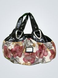 Floral Handbag with Black Accents