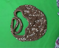 Sequined Brown Purse