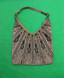 Brown Embroidered Purse