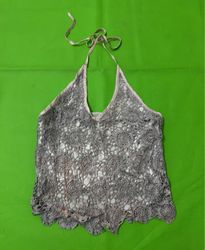 Gray Lace Halter Top