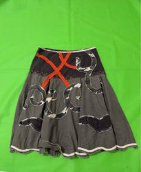 Miss Me Gray Skirt with Black and Orange Details