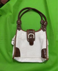 White and brown handbag