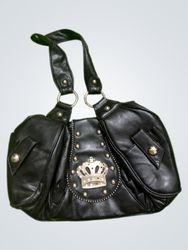Black Handbag with Crown Embellishment