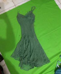 Green Ruffled Slip Dress