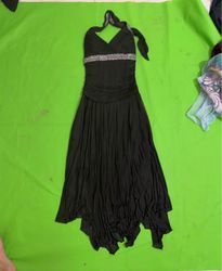 Trixxi Black Halter Ruched Dress with Rhinestone W..