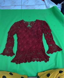 Maroon Crochet Blouse