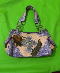 Cowgirl Trendy Camo Cross Embellished Handbag
