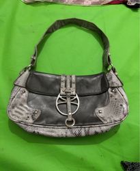 Black and grey snakeskin pattern shoulder bag