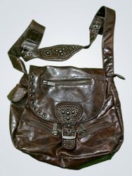 Brown studded crossbody bag