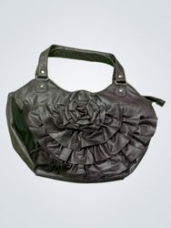 Dark Purple Handbag with Flower Detail
