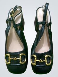 Ciaodea Black Women's Heeled Shoes with Gold Horse..