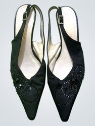 Elliuso Collection Black Embellished Slingback Hee..