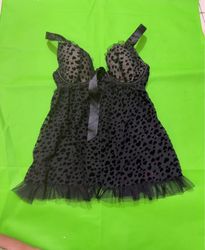 La Senza Black Heart Print Babydoll Lingerie