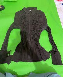 Notations Black Ruffle Shirt