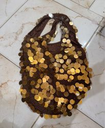 Brown Sequin Handbag