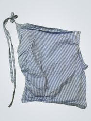 Blue and white striped one-shoulder top