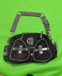 GEORGE GINA & LUCY Black Canvas Shoulder Bag