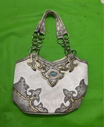 Cowgirl Trendy White Embossed Handbag