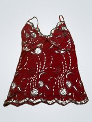 Red Sequined Embellished Camisole