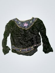 Black velvet embroidered top