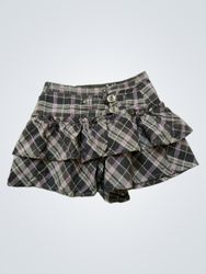 Fishbone Plaid Ruffle Skirt