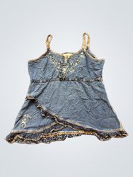 Vestito in denim Mk Selection con volant e ricami