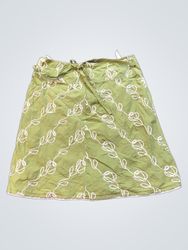 Silver Creek Green Embroidered Floral A-Line Skirt