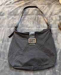 Fendi Black Canvas Shoulder Bag