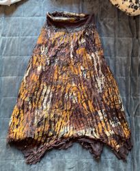 ODD Brown Orange Tiger Print Beaded Waist Skirt