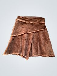 Brown Corduroy Tiered Mini Skirt