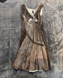 LOS Women's Abito Marrone con Sovrapposizione Tras..