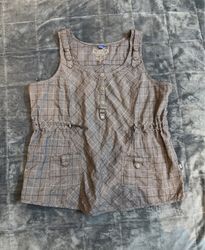 Top smanicato a quadri da donna CECIL