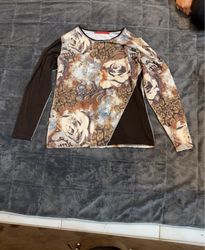 Naka de Charme Women's Long Sleeve Floral Print To..