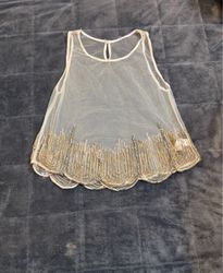 Sheer Beaded Tank Top