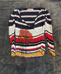 Desigual Women's Striped Floral Print V-Neck Long ..