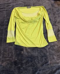 GOLOSY Donna Italia Lime Green Cowl Neck Top with ..