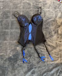 Black and blue lingerie corset