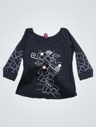 SAVE THE QUEEN! Black Embellished Long Sleeve Top