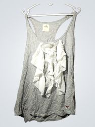 Camiseta regata cinza com babados Hollister