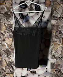 Morgan Black Lace Trim Cami Top