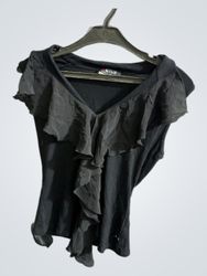 Morgan Black Ruffled V-Neck Top