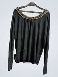 Morgan Black Embellished Long Sleeve Top