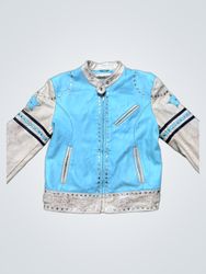 Blue and Beige Studded Jacket