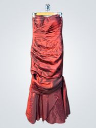 Red Ruched Strapless Gown