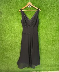 Black sequined V-neck dress