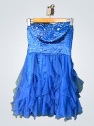Mymichelle Blue Strapless Beaded Tulle Dress Size ..