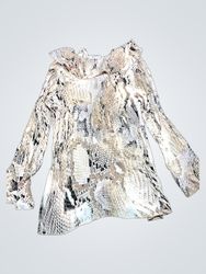 Dressbarn Schlangenmuster-Bluse mit Rüschen