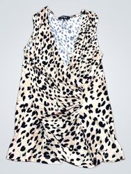 DKNY Leopard Print Ruched Sleeveless Top