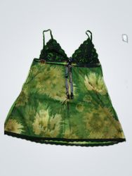 Unbranded Lace Trim Sheer Floral Slip Dress