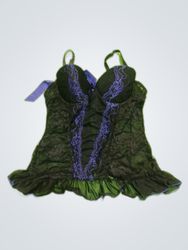 Black Lace Corset with Purple Ribbon